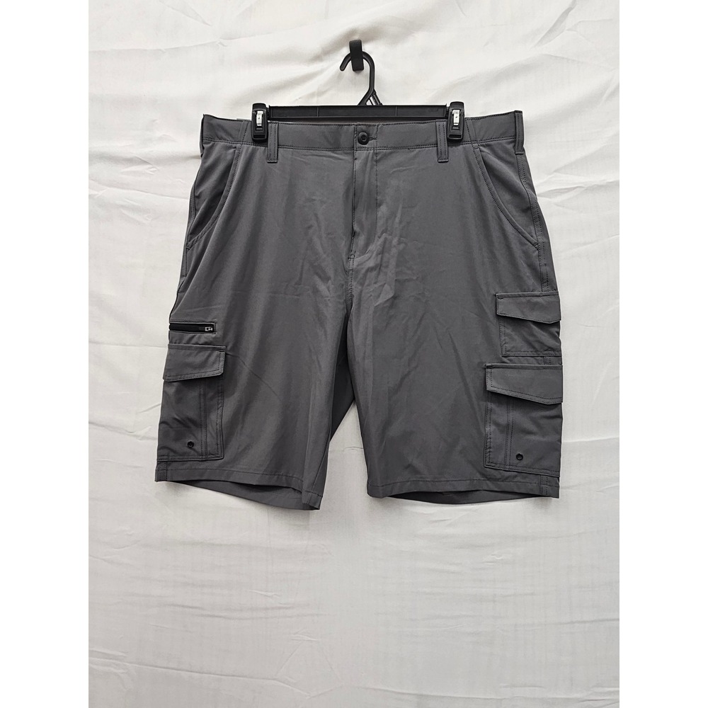 Iron Co Mens Stretch Cargo Shorts Gray Polyester‎ Blend Casual Size 40